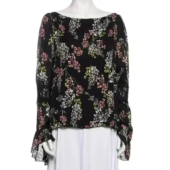NWT Stone Cold Fox Bateau Neckline Floral Bell Sleeve Blouse Lace Bohemian - Picture 9 of 9